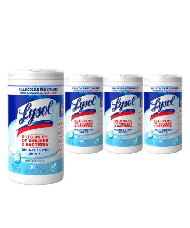 Lysol Disinfectant Wipes, Multi-Surface Disinfectant Cleaning Wipes, For Disinfecting and Cleaning, Crisp Linen, 80 Count (Pack of 4)
