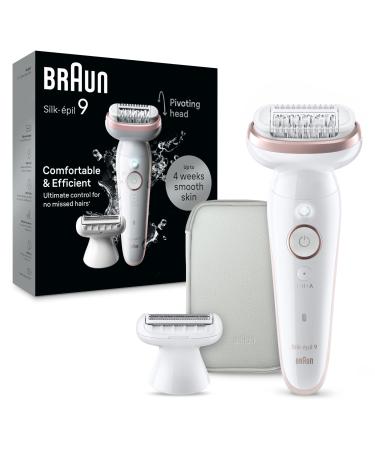 Braun Epilator Silk- pil 9 Hair Removal Device Women Shaver & Trimmer Pivoting Head Wet and Dry Epilator Includes Shaver Head and Trimmer Comb SES9-030