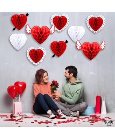 KatchOn Valentines Day Hanging Hearts - Pack of 9 | Valentine Honeycomb Hearts for Valentines Day Decorations | Red Paper Hearts for Valentine Hearts Decorations | Valentines Day Party Decorations - Buy Online on GoSupps.com