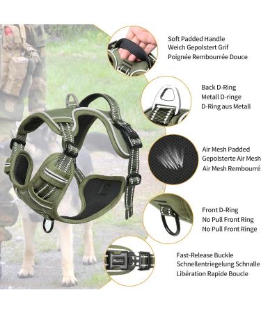 Heele Dog Crockery & Harness for Large Dogs - Soft Padded Breathable Chest Harness & Anti-Train Dishes in Army Green - XL Size - Buy Online on GoSupps.com