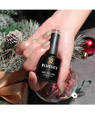 Bluesky Gel Nail Polish 10ml Joyful Gold - XMASS2202 Gold Glitter Gel Nail Polish for 21 Day Manicure Professional Salon & Home Use Requires Curing Under LED UV Nail Lamp - Buy Online on GoSupps.com