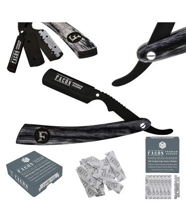 100 Blades + Facn Professional Wooden Straight Edge Barber Razor - High-Quality Salon Shavette - Buy Online on GoSupps.com