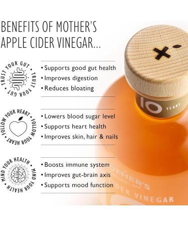 Mother's Natural Aid Apple Cider Vinegar Drops - 10 Year Aged Raw with Live Mother - 100ml Travel Size - Superior Category Vinegar - Unpasteurised & Unfiltered - Buy Online on GoSupps.com