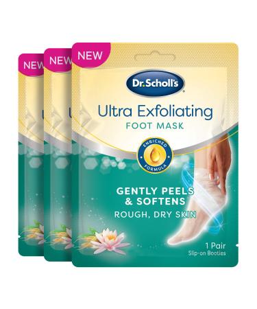 Dr. Scholl's Ultra Exfoliating Foot Peel Mask 3 Pack , Gently Peels and Softens Rough, Dry Skin, with Urea, 3.0 Count 1 Pair