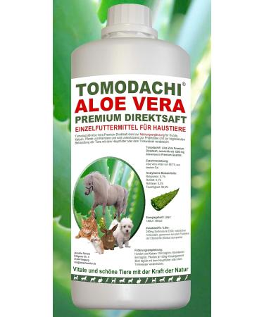 Tomodachi Aloe Vera Dog Supplement - Natural Nutritional Additive Chemical-Free Premium Aloe Vera Juice (1L Bottle) for Healthy Pets - Buy Online on GoSupps.com