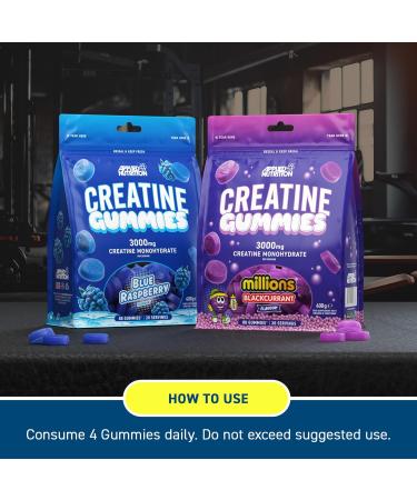 Applied Nutrition Creatine Gummies 3000mg Creatine Monohydrate Per Serving 80 Chewable Vegan Gummies for Strength Power & Recovery 20 Servings 1 Pack Blue Raspberry Blue Raspberry 1 Pack - Buy Online on GoSupps.com