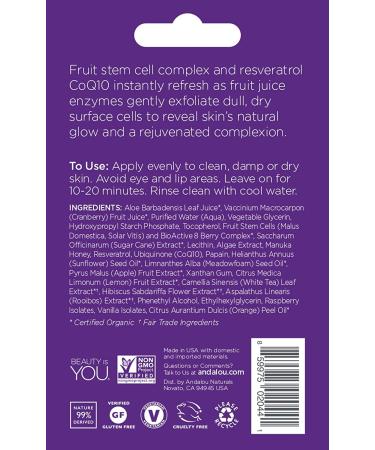 Andalou Naturals Age Defying 8 Berry Fruit Enzyme Face Mask - Instant Glow & Youthful Skin (0.28 oz) - Buy Online on GoSupps.com