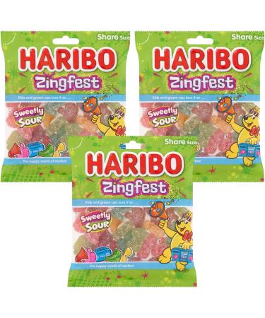Zingfest Zingy and Zesty Gummy Sugar Coated Sweets Fizzy Sweet and Sour 150g 1x Share Bag - Buy Online on GoSupps.com