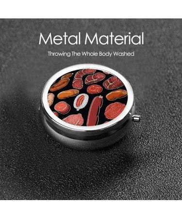 Bacon Pattern Mini Round Pill Box - 3 Compartment Travel Organizer | Portable Medicine Case for Home & Office - Buy Online on GoSupps.com