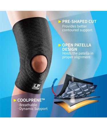 LP SUPPORT 708CA Extreme Knee Support Sleeve - Breathable CoolPrene Compression Brace for Athletes (Black Size L) - International Shipping Available - Buy Online on GoSupps.com