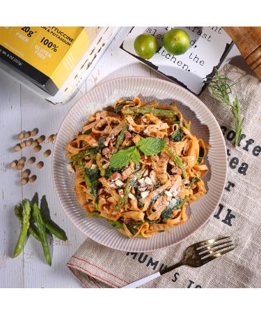 PureFit Organic Soybean Fettuccine Pasta - Low Carb, High Protein, Keto Friendly, Gluten-Free - 8 Oz (4 Servings) - Vegan, Non-GMO, Kosher - Organic Soy Noodles - Buy Online on GoSupps.com