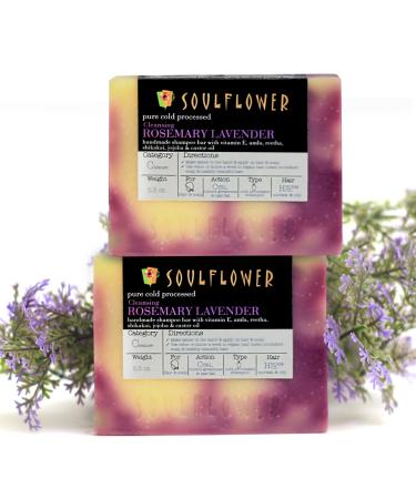 Soulflower Rosemary-Lavender Cleansing Handmade Shampoo Bar by Soulflower 5.3 oz x 2 Bars