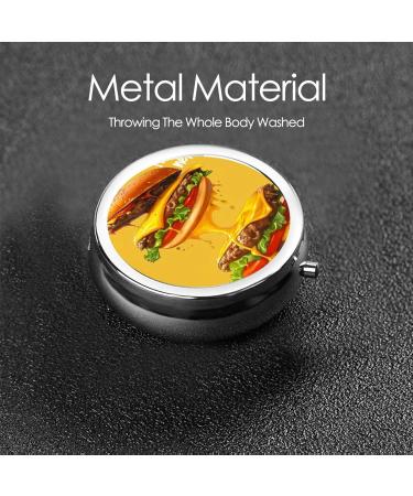 Burger Melt Portable Metal Pill Box - Mini 3-Compartment Travel Case for Small Pills - Hinged Design for Easy Use - Buy Online on GoSupps.com