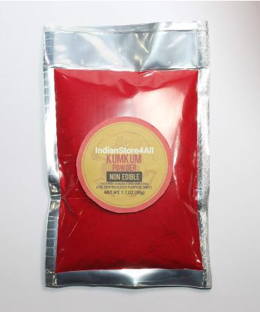 IS4A India Pure Dark Red Kumkum - Bindi Powder & Sindoor for Pooja & Hindu Rituals | 1.7 OZ (50g) - International Shipping Available - Buy Online on GoSupps.com