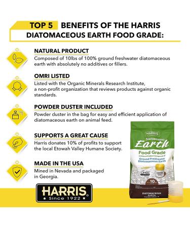 HARRIS Diatomaceous Earth Food Grade 10lb with Powder Duster - All-in-One Pest Control Solution - Buy Online on GoSupps.com