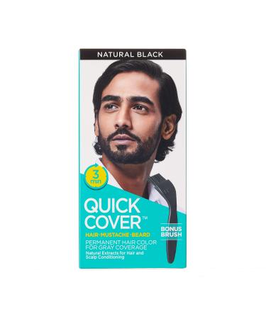 KISS Quick Cover For Men Permanent Hair Color Mustache Beard QMC (Natural Black)