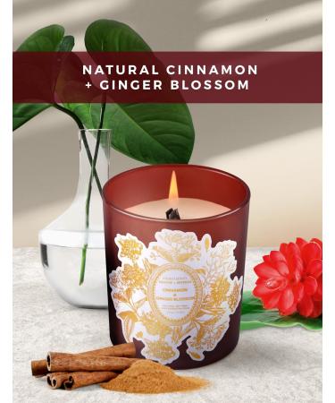 Cinnamon Ginger Blossom Candle - Soy Wax Aromatherapy Candle | Warm Winter & Fall Scent - Natural Wood Wick | Perfect Relaxing Gift for Women & Men - Buy Online on GoSupps.com