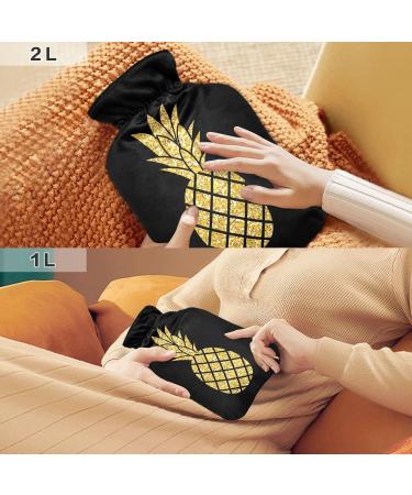 Gold Glitter Pineapple Heat Bottle BPA-Free 2L Hot Water Bag for Pain Relief & Therapy - Buy Online on GoSupps.com