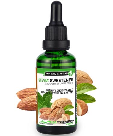 Alphapower Food |Stevia sugar -free flavor drops almond | 100% natural liquid aroma + sugar substitute for water muesli desserts smoothies natural almond aroma 50.00 ml