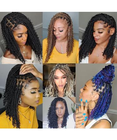 Yamolesuny Boho Bob Box Braids Crochet Hair with Curly Ends Pre-looped Goddess Locs Braiding Extensions 3X Bohemian Hippie For Black Women(14 Inch 613#) - Buy Online on GoSupps.com