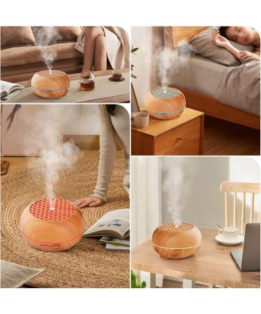 Simpeak 550ml Aroma Diffuser - Wood Essential Oil Ultrasonic Humidifier with Remote Control | Aromatherapy & Scents - Light Brown - Buy Online on GoSupps.com
