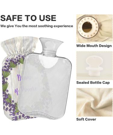 Naanle 2L Hot Water Bottle with Lavender Cover | Heat Therapy for Back Pain Relief Hand & Foot Warmer Cold Therapy - Transparent Design - Buy Online on GoSupps.com