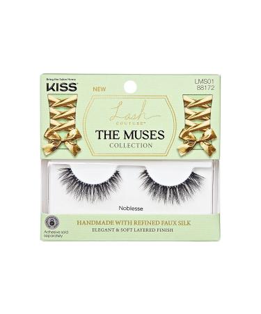 KISS Lash Couture The Muses Collection False Eyelashes - Noblesse  Black  Wispy  Tapered  Refined Faux Silk  Contact Lens Friendly  Pliable Band  Comfortable  Reusable  Cruelty Free  Vegan | 1 Pair