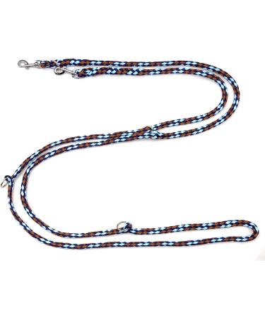 Lightweight & Robust Dog Linen Leash for Small Dogs - 4-Way Adjustable (2.40m 2.80m 3.50m) - Africa (Brown-Light Blue Marine) - Perfect for Dogs up to 15kg - Buy Online on GoSupps.com