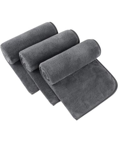 SINLAND Microfiber Hand Towel for Bathroom Super Soft Makeup Remover Cloth Washcloth for Home Spa Sports Face Cleansing Towel 16Inch x 30Inch Grey 3 Pack Dark Grey 16Inch x 30Inch