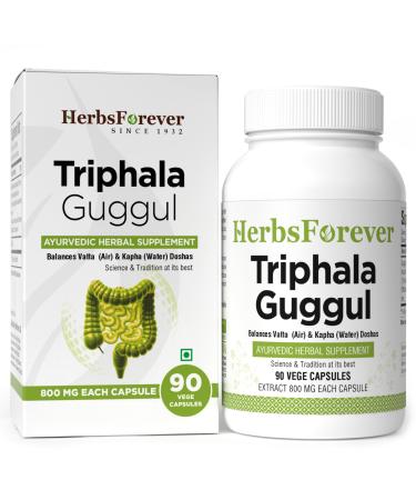 Herbsforever Triphala Guggulu Traditional Ayurvedic Formulation Healthy Digestion 90 Vege Capsules 800 Mg Each