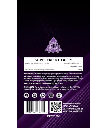 Apex Labs Halostachine Powder Supplements (Ready for Use) | Nootropic and Energy Agent | Non-GMO Gluten Free | Made in USA - Third Party Tested (5 Grams) - Buy Online on GoSupps.com