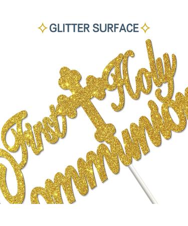Tenhaisi Gold Glitter First Holy Communion Cake Topper Baptism/Christening/Confirmation/Baby Shower/Birthday/Communion Party Decoration - Buy Online on GoSupps.com