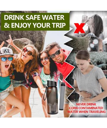 Water Filter Bottle - Outdoor Filtration for Hiking & Camping | 1500L Capacity Removes 99.99% Bacteria & Germs (650ml Black) - Buy Online on GoSupps.com