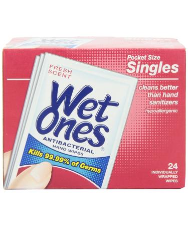 Wet Ones Antibacterial Individually Wrapped Single Wipe 24-Count