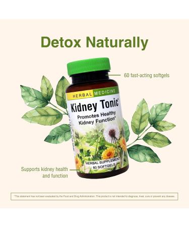 Herbs Etc. Kidney Tonic Softgels - Function Supplement - Natural with Dandelion Saw Palmetto & Parsley - 60 Softgels (60 Servings) - Buy Online on GoSupps.com
