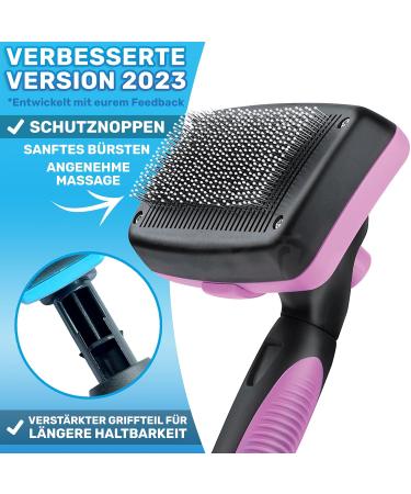 Bluepet 2023 Dog & Cat Brush - Gentle Undercoat & Knot Remover for Long-Haired Pets - Easy Clean Button - Daily Pet Grooming Tool in Blue & Pink - Buy Online on GoSupps.com