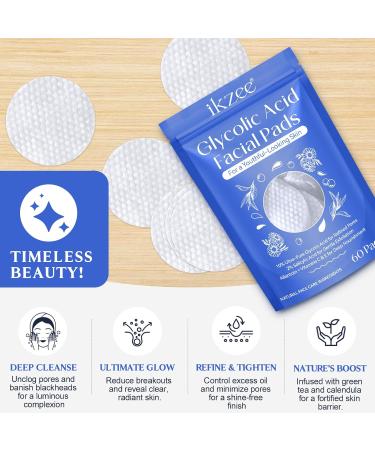 Glycolic Acid Peel Pads - 10% Glycolic & 2% Salicylic Acid Face & Body Cleansing Pads with Vitamins B3 C E Green Tea Calendula - 60 Count - Buy Online on GoSupps.com