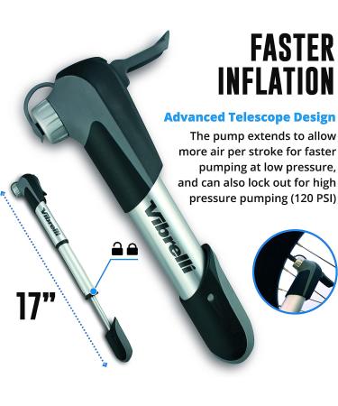 Mini Bike Pump - 120 PSI Presta & Schrader Tire Pump for Road & MTB | Silver Mini Pump - Buy Online on GoSupps.com