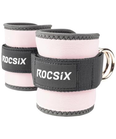 ROCSIX - (1 pair) foot loop cable train adjustable foot cuffs Gym padded foot loop cable train for training on the cable train cable cable tower foot loop kickback fuschlow rose