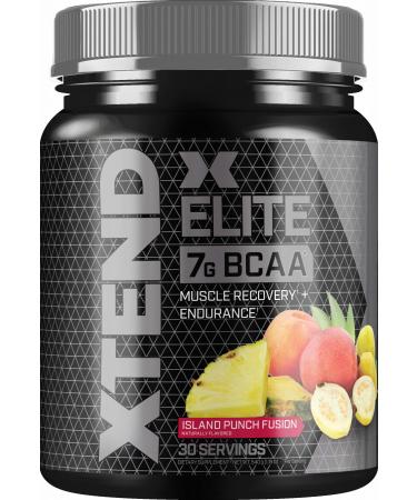 XTEND Elite BCAA Powder Citrus Passionfruit | Sugar Free Post Workout Muscle Recovery Drink with Amino Acids | 7g BCAAs for Men & Women| 20 Servings Island Punch Fusion 30 Servings (Pack of 1)