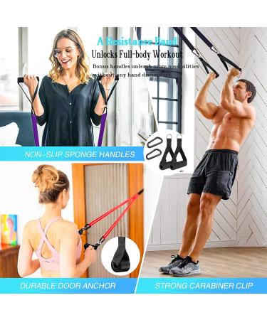 Resistance Bands with Door Anchor Handles Resistance Exercise Bands Resistance Bands Set for Heavy Strength Exercise Training Pull Up Assist Bands Workout Bands for Gym Fitness Green Purple Black Red Yellow 5 - Buy Online on GoSupps.com