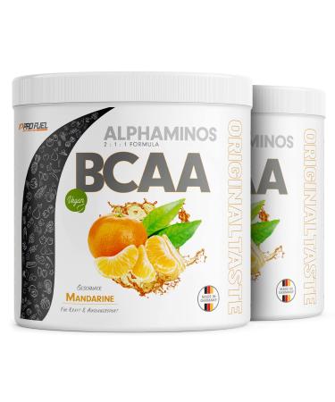 BCAA powder 2x300g mandarins - test winner - Alphaminos BCAA 2: 1: 1 - The original from Profuel - Essential BCAA amino acids - Incredible delicious taste - 100% vegan & laboratory testing - Top solubility Mandarine 300 g (2 Pack)