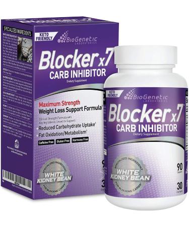 BioGenetic Labs Carb Blocker X7 - White Kidney Bean Cheat Pill - Keto-Friendly - Carb Blocker Pills for Women and Men to Maintain Your Ideal Body Weight (90 Capsules)
