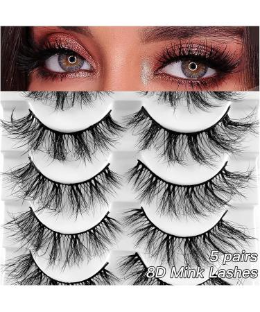 fdsmall False Eyelashes 8D Curl Wispy Long Lashes Fluffy Natural Look False Eyelashes 15 MM Faux Mink Lashes Soft Reusable Eye Lashes 5 Pairs (G5-4) - Buy Online on GoSupps.com