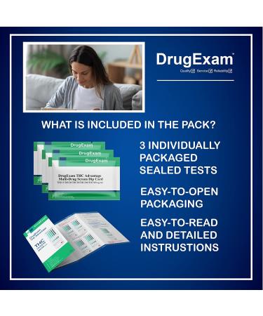 DrugExam THC Advantage Home Urine Test Kit - 3 Pack | Made in USA | Highly Sensitive THC 5 Level Test | Detects 15 ng/mL, 20 ng/mL, 50 ng/mL, 200 ng/mL, 300 ng/mL - Buy Online on GoSupps.com