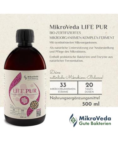 Buy Microveda Life PUR 500ML - Vegan Enzyme Ferment Drink with 33 Bacterial Strains | Super Activated & Bioavailable | International Shipping - Buy Online on GoSupps.com