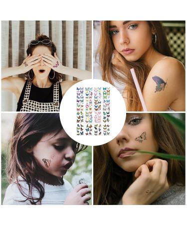 16 Sheets Colorful Butterfly Temporary Tattoos - Waterproof 3D Glitter Stickers for Kids, Women - Party, Carnival - Buy Online on GoSupps.com