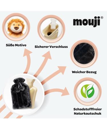 Mouji Premium 2L Hot Water Bottle with Fluffy Cover | Thermophor | Ideal Heat Bag for Adults | Comfortable Bed Heating Solution - Buy Online on GoSupps.com