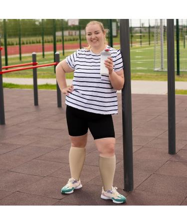 Zfsock Compression Stockings for Thick Calves - Medical Support Socks 20-30 mmHg for Men & Women | Oversized Travel & Flight Socks | Comfortable Skin Color Options - Buy Online on GoSupps.com