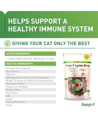 Vetoquinol Enisyl-F Lysine Bites for Cats & Kittens - Chicken Liver Flavor L-Lysine Chews 6.4oz - International Shipping Available - Buy Online on GoSupps.com
